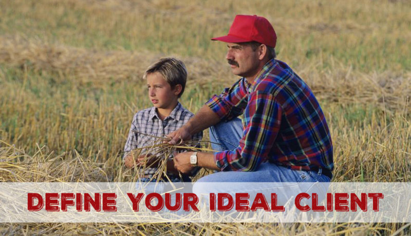 Farmer and son in field