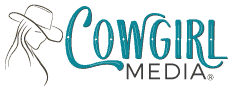 Cowgirl Media Logo, cowgirl line drawing