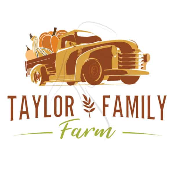 Farm logo with vintage pickup