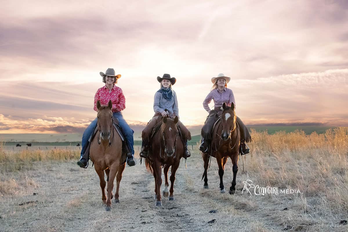 Three women riding