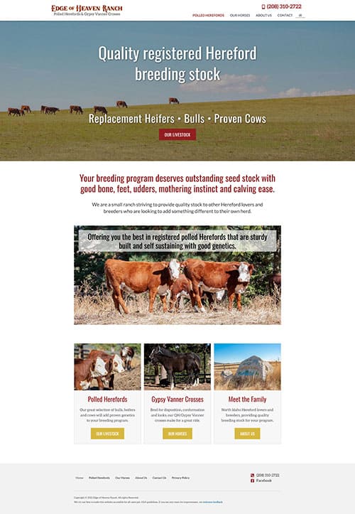 Edge of Heaven Ranch website homepage screenshot