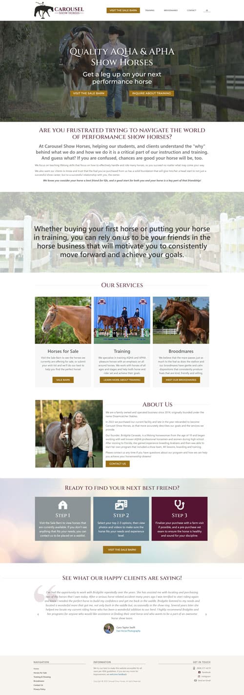 Carousel Show Horses website screenshot