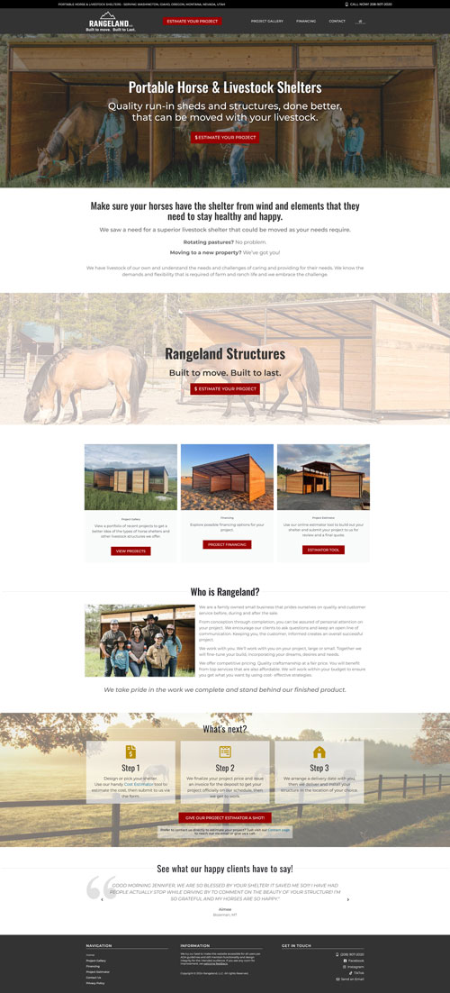 Rangeland Structures website screenshot