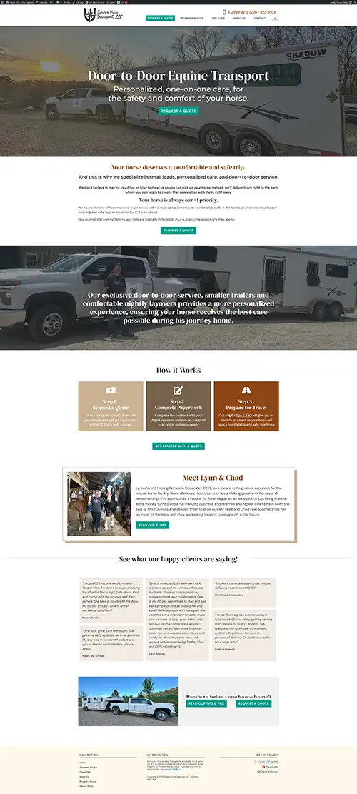 Timber View Transport website screenshot