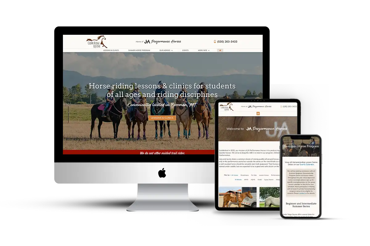 Cedar Ridge Equine website device mockup