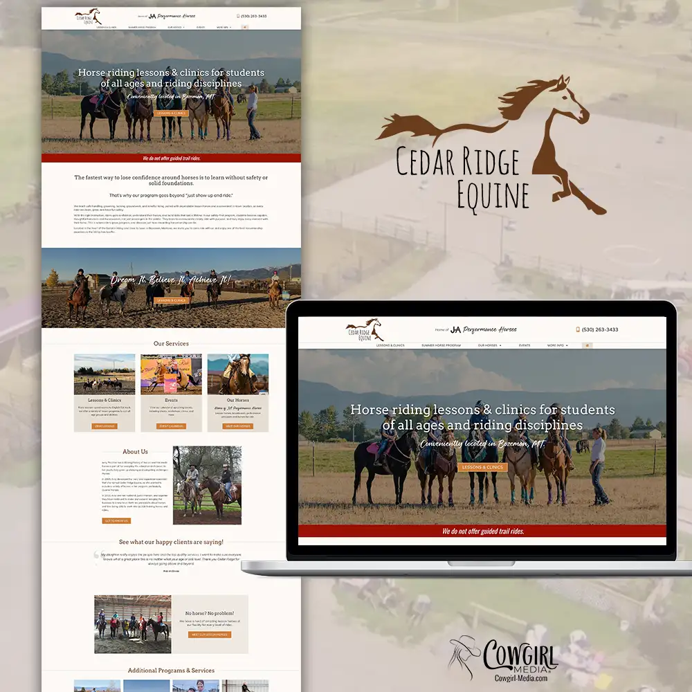 Portfolio graphic for Cedar Ridge Equine website design project